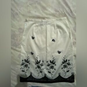 Grace Elements White Skirt with Black Floral Design